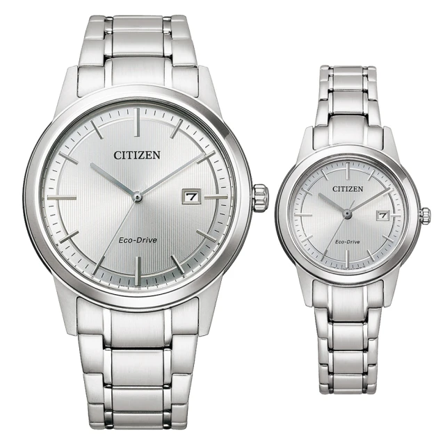 CITIZEN 星辰 光動能情侶手錶 對錶(AW1231-66A+FE1081-67A)