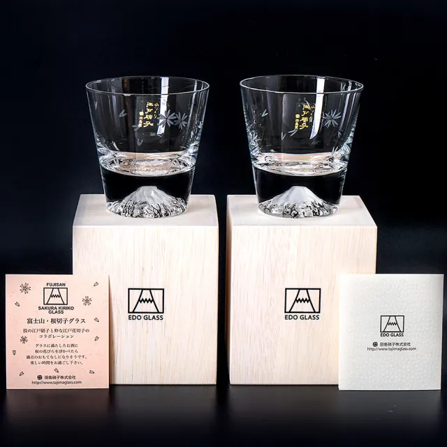 【田島硝子】日本手工吹製 富士山櫻花杯 2入組(TG16-015-RS+TG16-015-RS)