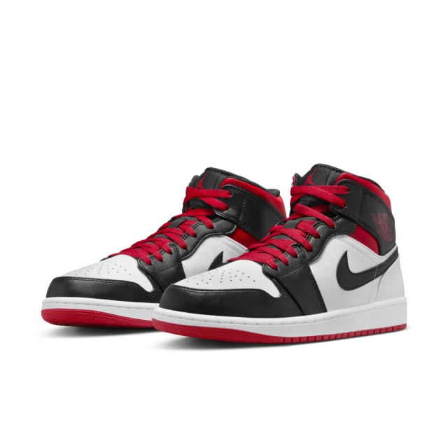 NIKE 耐吉 籃球鞋 男鞋 運動鞋 包覆 緩震 AIR JORDAN 1 MID 黑白紅 DQ8426-106(2B3414)