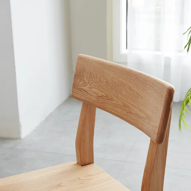 【hoi! 好好生活】源氏木語西雅圖橡木原木色折角餐椅 Y90S01