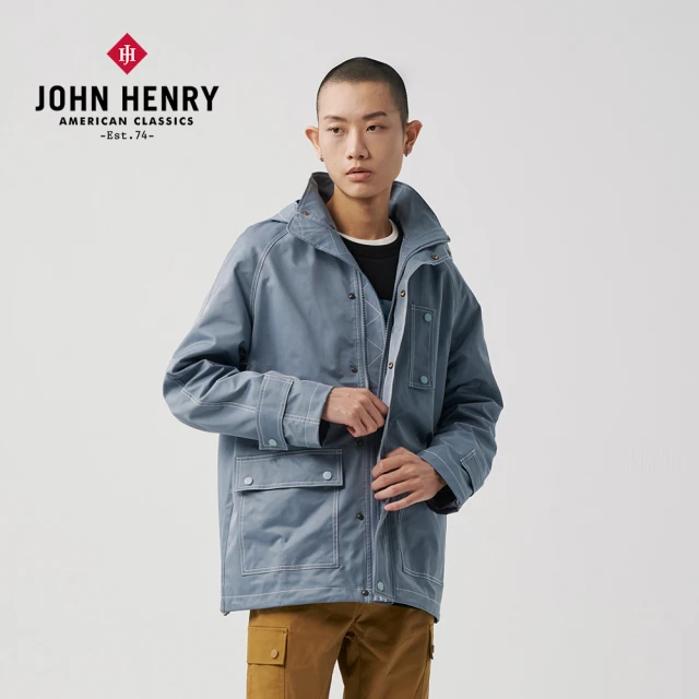 JOHN HENRY 明線風衣外套-湖水綠