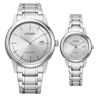 【CITIZEN 星辰】光動能情侶手錶 對錶 送行動電源(AW1231-66A+FE1081-67A)