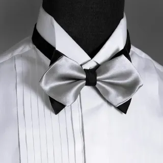 【vivi 領帶家族】男仕配件 //結婚新郎、伴郎紳士領結、尖頭蝴蝶結(G1206素面灰白)