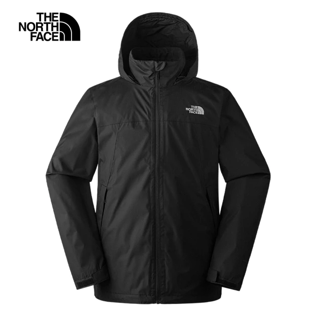 The North Face 北面男款黑色防水透氣保暖可調節收納連帽衝鋒衣｜88FRJK3
