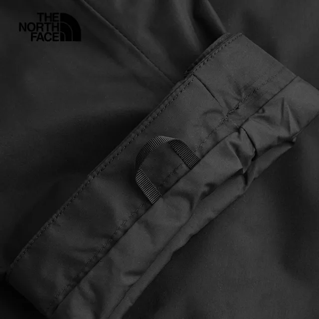 【The North Face 官方旗艦】北面男款黑色防水透氣保暖可調節收納連帽衝鋒衣｜88FRJK3