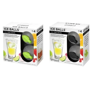 【Prepara】品味生活 冰球製冰盒套組-四入組(綠色健康生活款兩入+黑色尊榮品味款兩入)