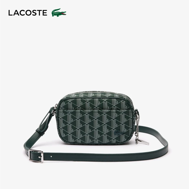LACOSTE 包款-日常生活拼接字母印花斜背包(綠色)