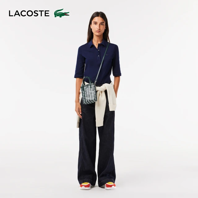 LACOSTE 包款-印花塗層帆布迷你托特包(深綠色)