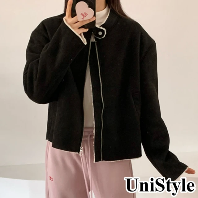 UniStyle 長袖PU皮外套 復古西裝外套手感軟設計 女