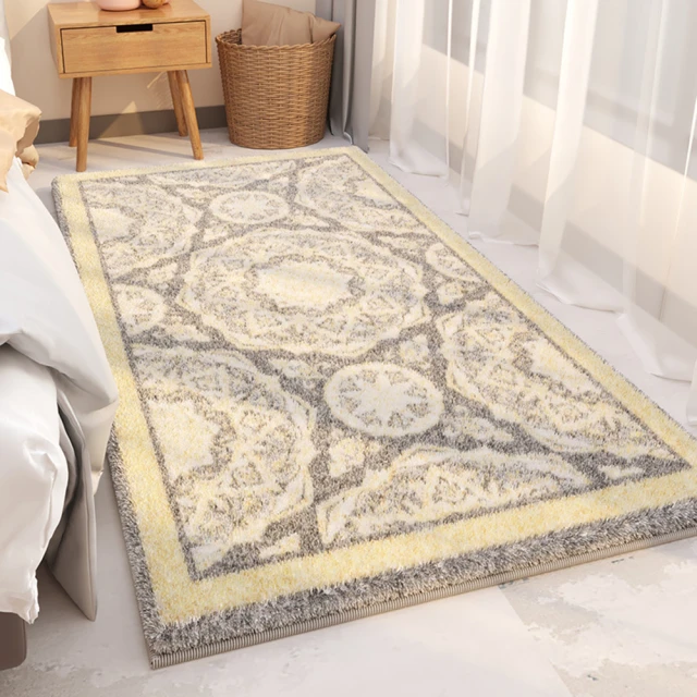 西格傢飾 日式侘寂風仿羊羔絨床邊毯60x160cm(長條地墊 床邊地毯)