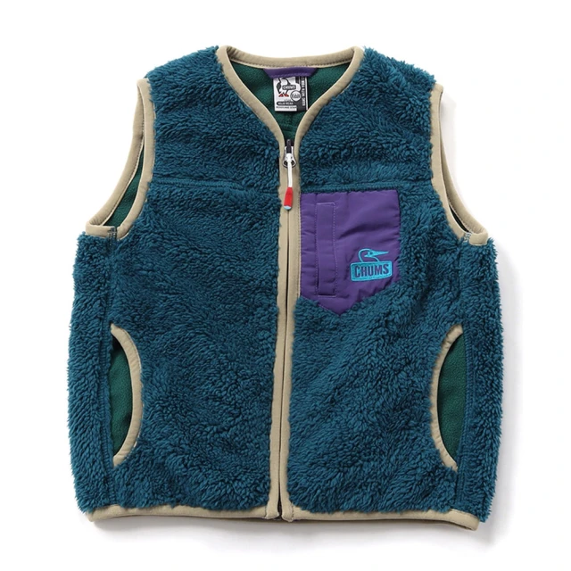 CHUMSCHUMS CHUMS 休閒 Kids Bonding Fleece No Collar Vest刷毛背心 深藍綠(CH241050T018)