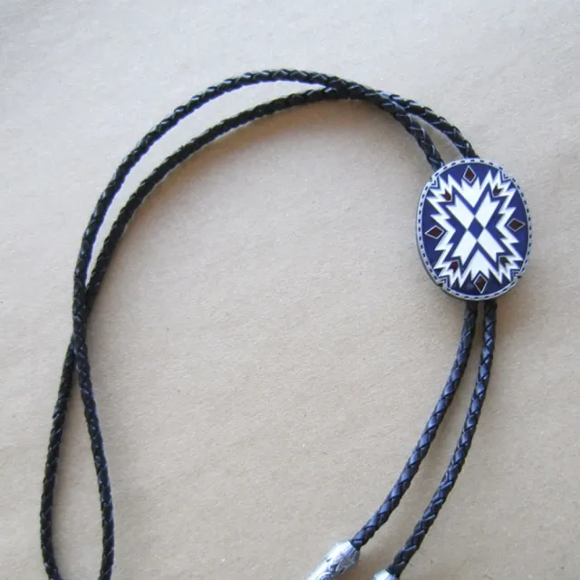 【米蘭精品】現貨+預購 Bolo tie波洛領帶(經典冷琺琅藍白稜格紋美式領帶男配件74gx9)