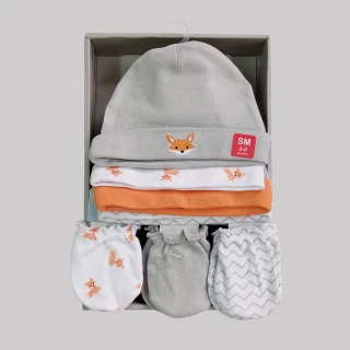 【Hudson Baby】彌月禮盒組-新生兒帽子+防抓手套8件(寶寶帽嬰兒帽滿月送禮)