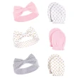 【Hudson Baby】彌月禮盒組-女嬰兒髮帶+新生兒防抓手套6件(頭花髮飾寶寶)