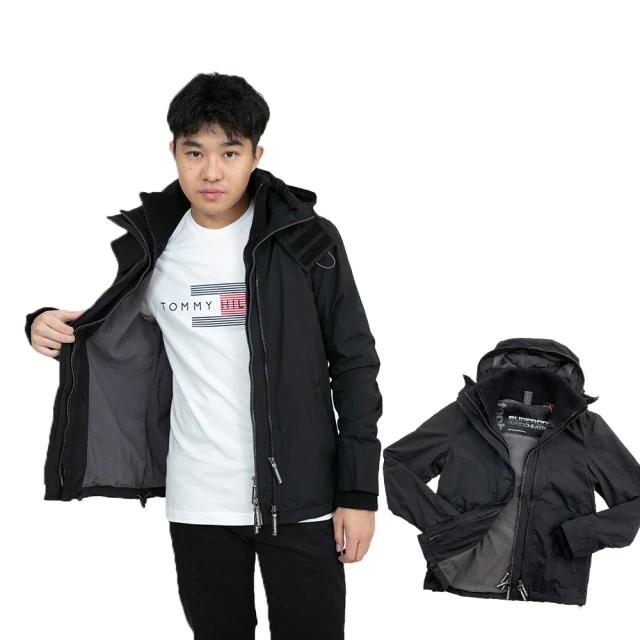 Superdry 背後線條 防風衣 連帽 外套 三拉鍊 男外套 防潑水 機能外套 平輸品(極度乾燥 防風衣)