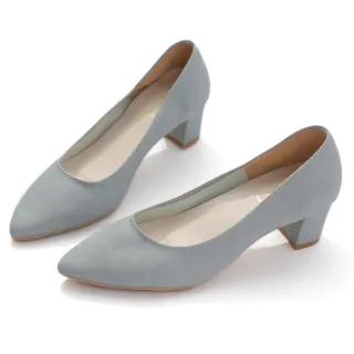 【DIANA】5.5cm霧面摩根粉皮料素雅設計尖頭粗跟鞋(粉藍晶)