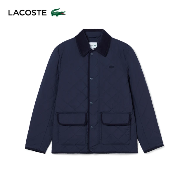 LACOSTE 男裝-格紋鋪棉大口袋外套(藍色)好評推薦