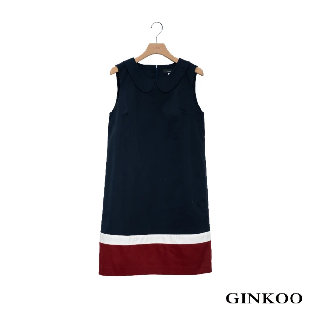 【GINKOO 俊克】裙襬撞色拼接洋裝