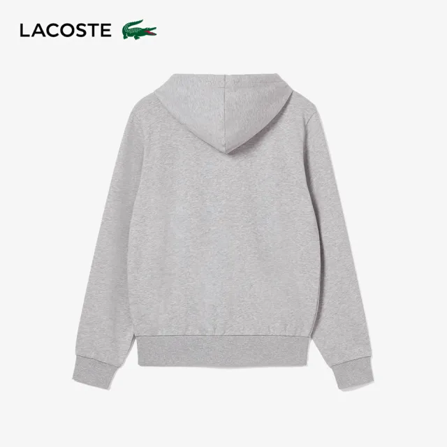 【LACOSTE】男裝-有機棉拉鍊連帽外套(灰色)
