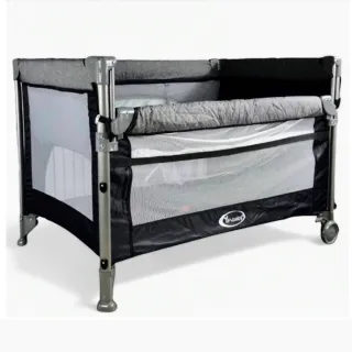 【YIP baby】雙層嬰兒床/遊戲床/可攜式/床邊床(含防護罩、置物袋-110*76*78cm)