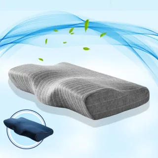 【MIT iLook】日本3D蝶型記憶枕2入(石墨烯/透氣深藍-型錄)