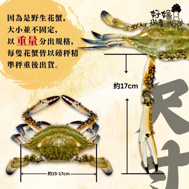 【好嬸水產】韓國直送-野生爆肉急速生凍花蟹XL 200G 7隻