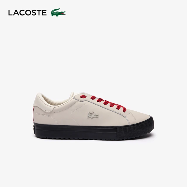 LACOSTE 男鞋-經典三色織帶運動鞋(白色) 推薦