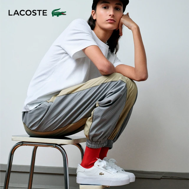 LACOSTE 男鞋-L006皮革拼色運動鞋(淺褐色)折扣推