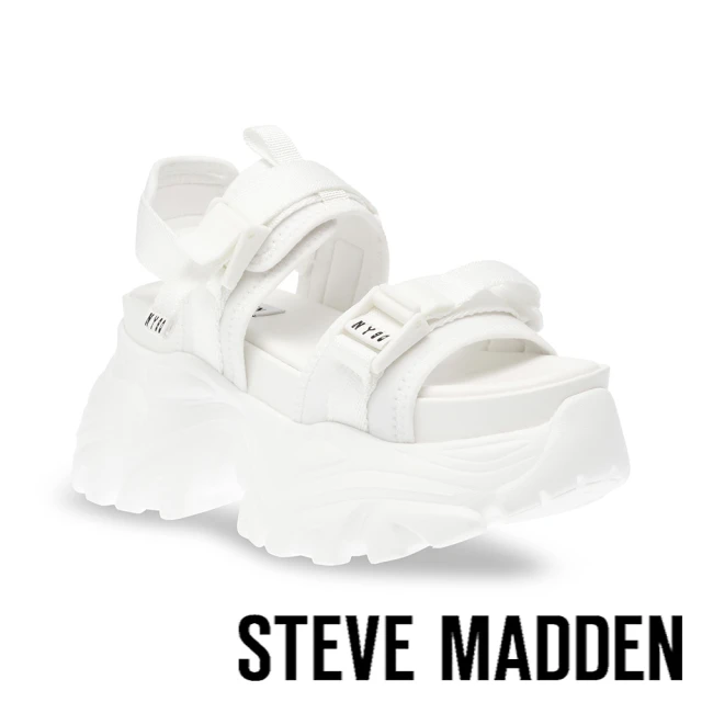 STEVE MADDEN VORTEXS 扣帶超厚底休閒涼鞋(白色)