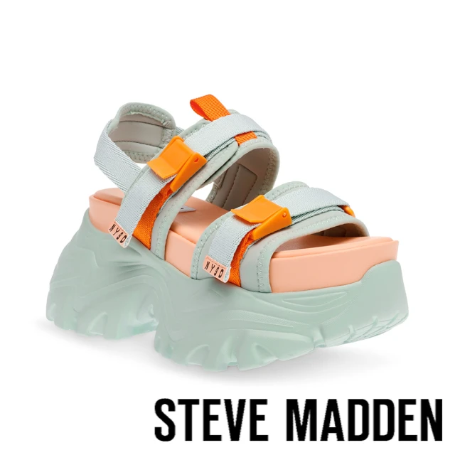 STEVE MADDEN VORTEXS 扣帶超厚底休閒涼鞋(橘綠色)