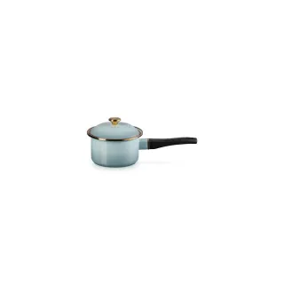 【Le Creuset】琺瑯醬汁鍋14cm(海洋之花-金頭)