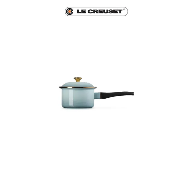 【Le Creuset】琺瑯醬汁鍋14cm(海洋之花-金頭)