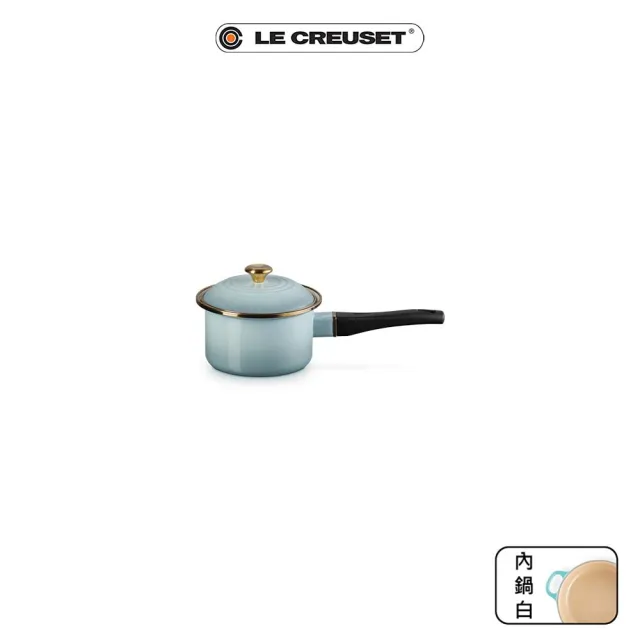 【Le Creuset】琺瑯醬汁鍋14cm(海洋之花-金頭)