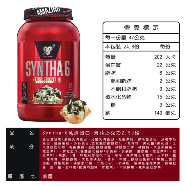 【BSN 畢斯恩】Syntha-6 頂級綜合乳清蛋白 2.91磅/2.59磅(多口味可選)