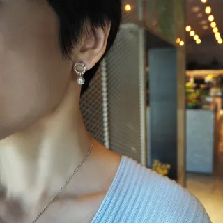 【mittag】upturn pearl earring_好轉珍珠耳環(7mm淡水珍珠 珍珠耳環 經典設計 銀飾 飾品 珠寶)