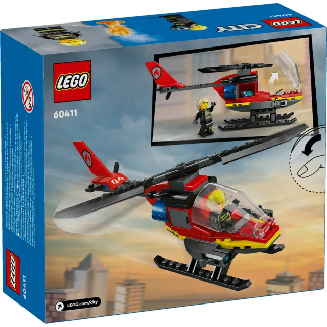 【LEGO 樂高】城市系列 60411 消防救援直升機(玩具飛機 交通工具)