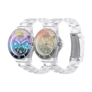 【Ice-Watch】Clear Sunset清晰日落系列 炫彩奪目漸層三針腕錶 透明錶帶