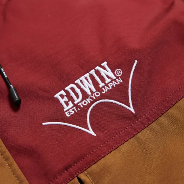 【EDWIN】男裝 都會羽絨夾克連帽外套(黃褐色)