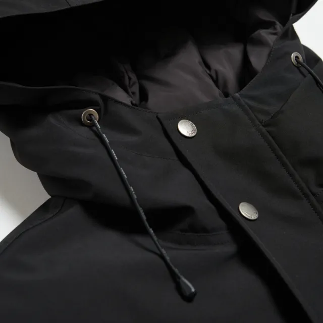 【EDWIN】男裝 都會羽絨夾克連帽外套(黑色)