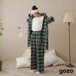 【gozo】g+ Lazy day懶在家格紋襯衫洋裝睡衣附髮圈(兩色)