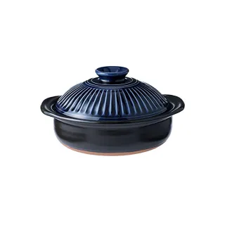 【日本佐治陶器】日本製菊花系列瑠璃釉陶鍋/湯鍋2700ML(9號)