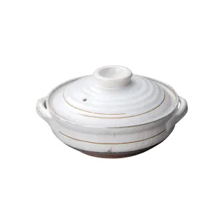 【日本佐治陶器】日本製粉引款陶鍋/湯鍋3500ML(10號)