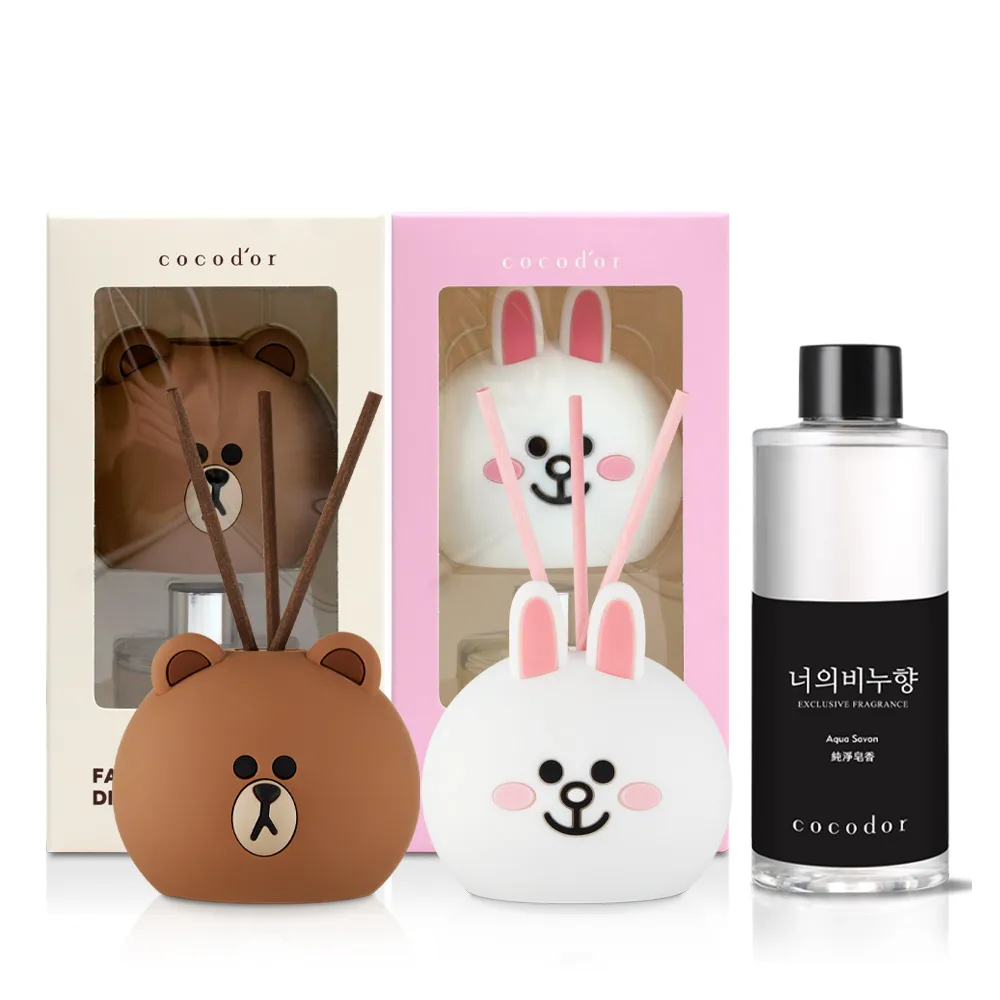 【cocodor】BROWN & FRIENDS造型擴香瓶50ml+擴香補充瓶200ml 2+1超值組(原廠直營)