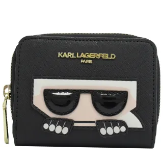 【KARL LAGERFELD 卡爾】老佛爺 紀念款立體公仔雙面零錢短夾(黑)