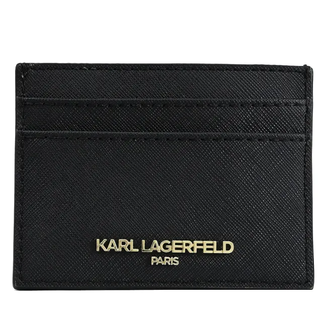 【KARL LAGERFELD 卡爾】簡約老佛爺公仔信用卡名片夾隨身卡(黑)