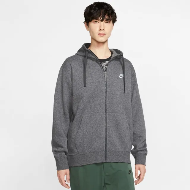 【NIKE 耐吉】長袖外套_男_灰色_AS M NSW CLUB HOODIE FZ BB(BV2646071)