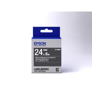【EPSON】標籤帶 消光霧面系列 黑底白字/24mm(LK-6BWJ)