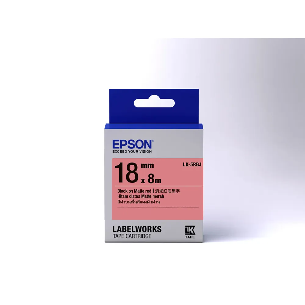 【EPSON】標籤帶 消光霧面系列 紅底黑字/18mm(LK-5RBJ)