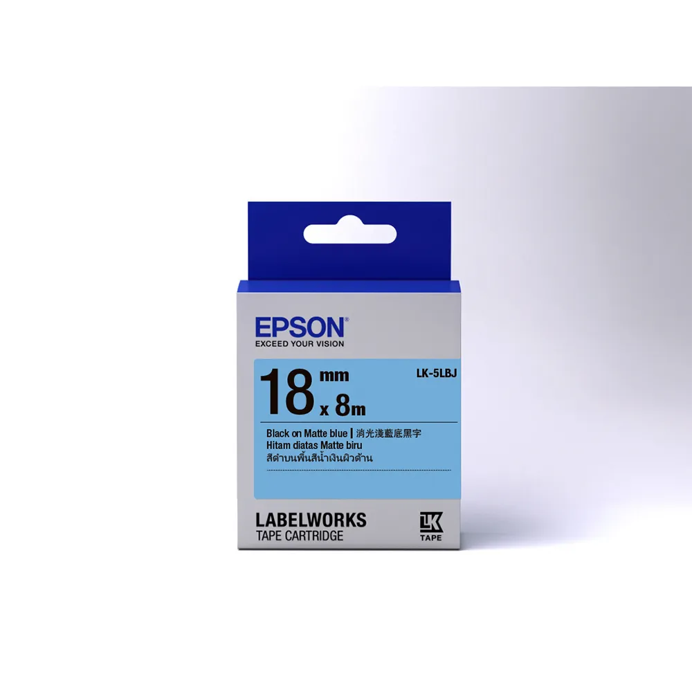 【EPSON】標籤帶 消光霧面系列 淺藍底黑字/18mm(LK-5LBJ)