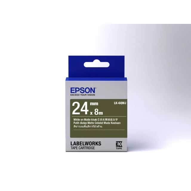 【EPSON】標籤帶 消光霧面系列 軍綠底白字/24mm(LK-6QWJ)